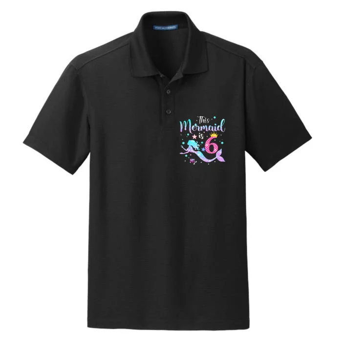 This Mermaid Is 6th Birthday Daughter Dry Zone Grid Performance Polo