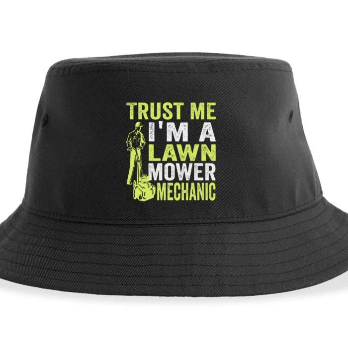 Trust Me IM A Lawn Mower Mechanic Funny Gardening Father Sustainable Bucket Hat