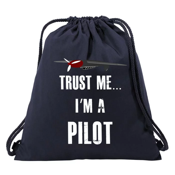 Trust Me I'm A Pilot Funny Aviation Flying Gift Drawstring Bag