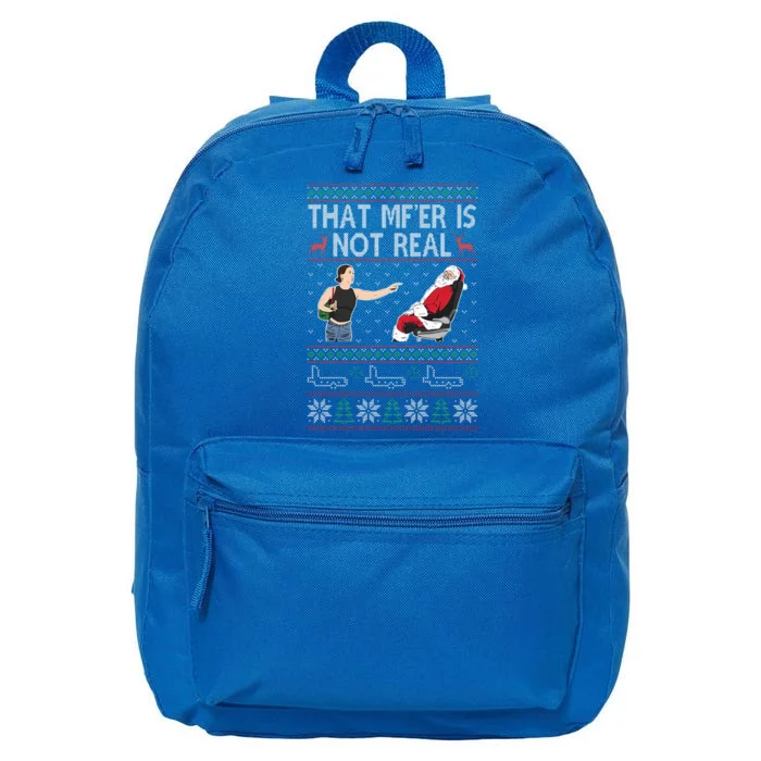 That Mf Is Not Real Santa On Plane Ugly Christmas Sweater 16 in Basic Backpack