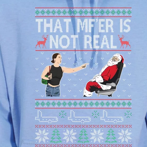 That Mf Is Not Real Santa On Plane Ugly Christmas Sweater Unisex Surf Hoodie