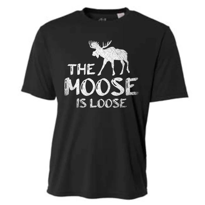 The Moose Is Loose Funny Wildlife Animal Canadian Elk Moose Cooling Performance Crew T-Shirt