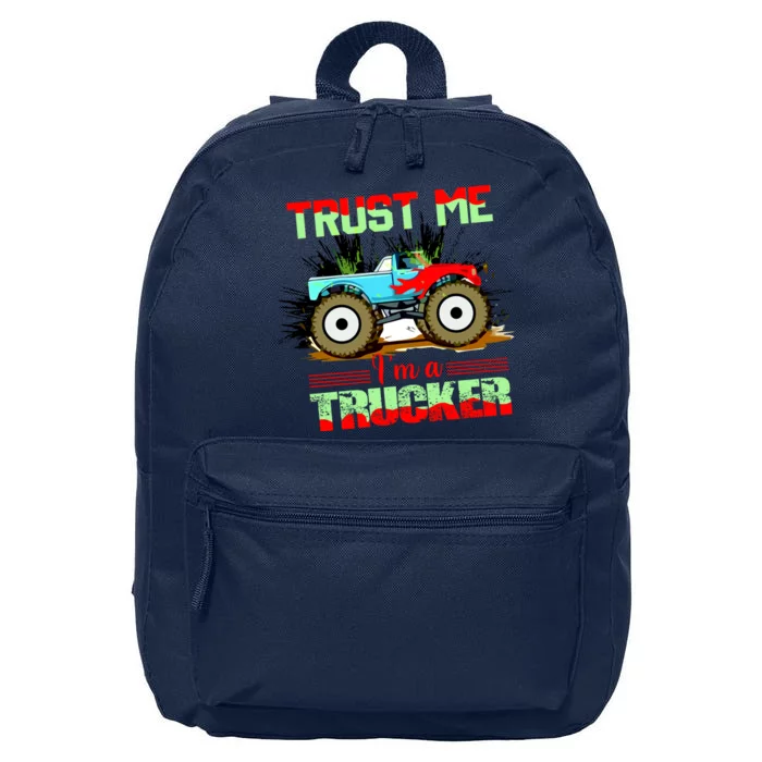 Trust Me I'm A Trucker Monster Truck 16 in Basic Backpack