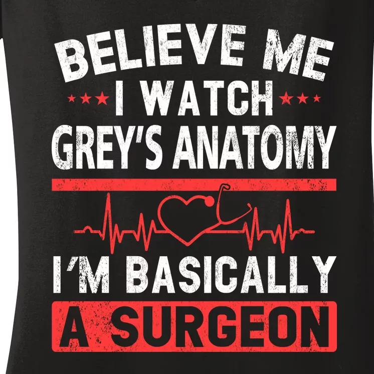 Trust Me I Watch Grey Anatomy Christmas Ugly Sweatshirt Women's V-Neck T-Shirt