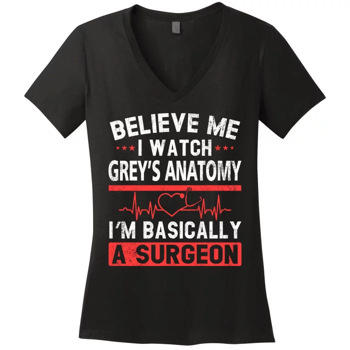 Trust Me I Watch Grey Anatomy Christmas Ugly Sweatshirt Women's V-Neck T-Shirt