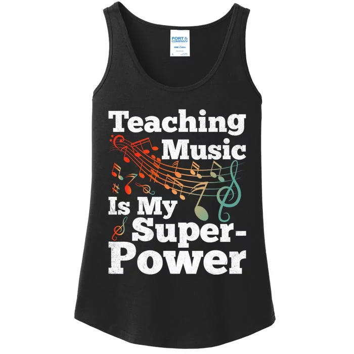 Teaching Music Is My Superpower Musical Notes Music Teacher Ladies Essential Tank