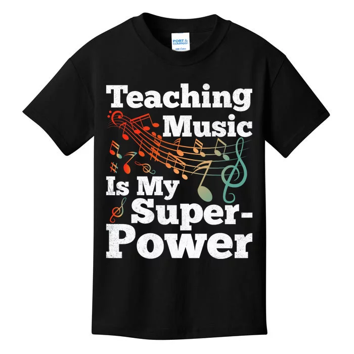 Teaching Music Is My Superpower Musical Notes Music Teacher Kids T-Shirt