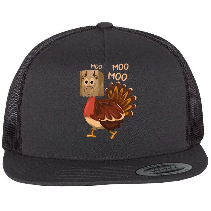 Turkey Moo IM A Cow Fake Cow Funny Thanksgiving Flat Bill Trucker Hat