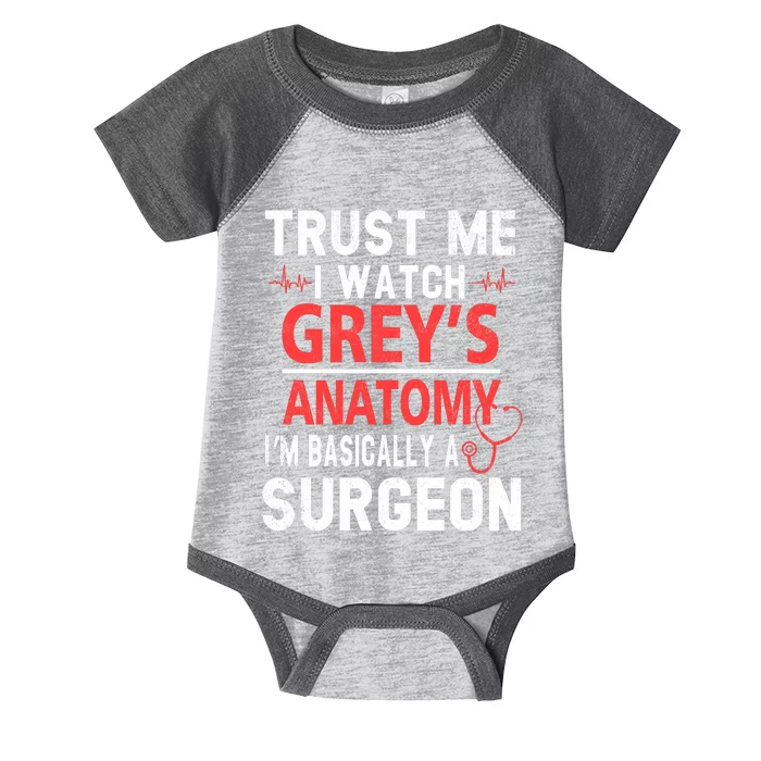 Trust Me I Watch Greys I'm Basically A Surgeon Infant Baby Jersey Bodysuit