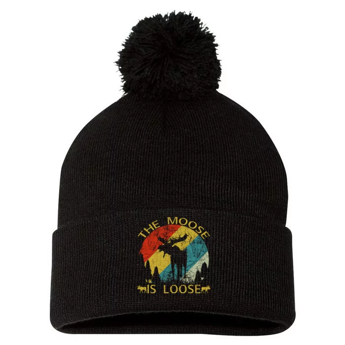 The Moose Is Loose Pom Pom 12in Knit Beanie