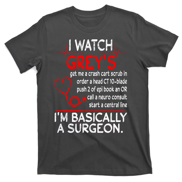 Trust Me I'm Basically A Surgeon Gift Funny Medical Tv Drama Great Gift T-Shirt