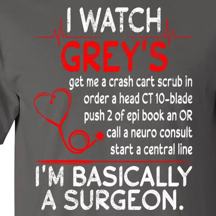 Trust Me I'm Basically A Surgeon Gift Funny Medical Tv Drama Great Gift Tall T-Shirt