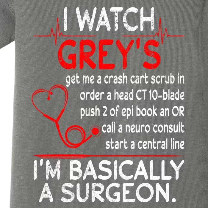 Trust Me I'm Basically A Surgeon Gift Funny Medical Tv Drama Great Gift Baby Bodysuit