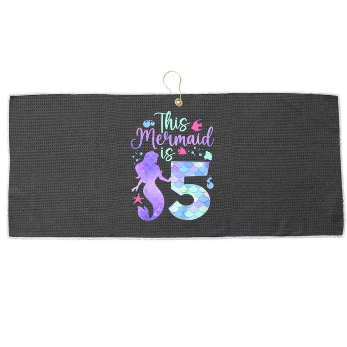 This Mermaid Is 5 Birthday Girl Mermaid Large Microfiber Waffle Golf Towel