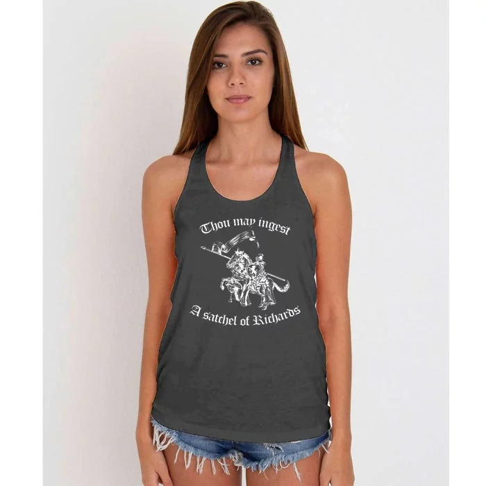 Thou May Ingest A Satchel Of Richards Eat A Bag Of Dicks Women's Knotted Racerback Tank