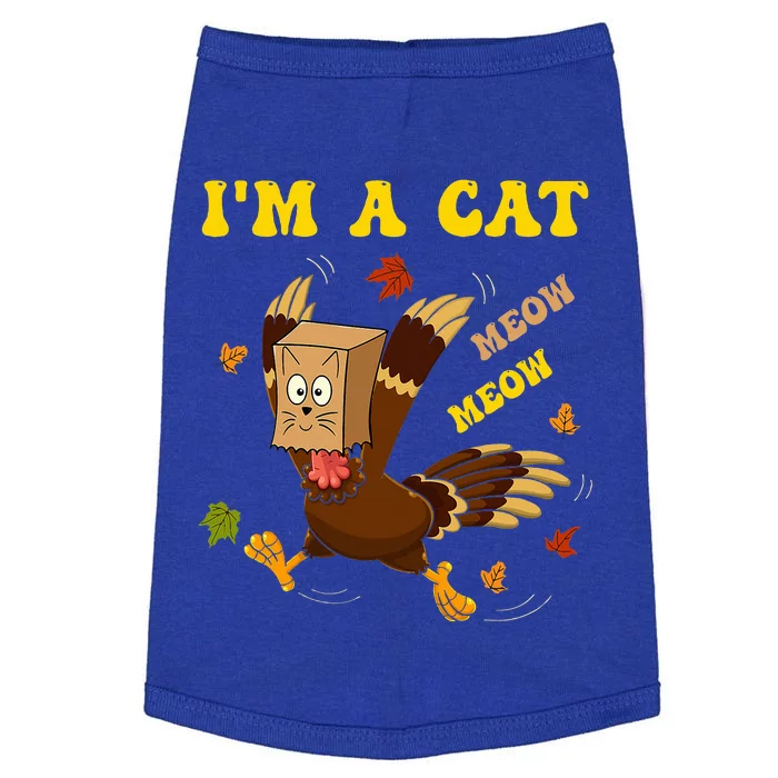 Thanksgiving Meow I'm a Cat Funny Fake Thanksgiving Turkey Doggie Tank