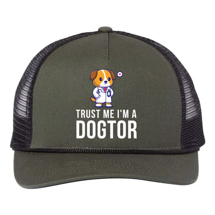 Trust Me Im A Dogtor Funny Vet Funny Dog Doctor Vet Veterinarian Retro Rope Trucker Hat Cap