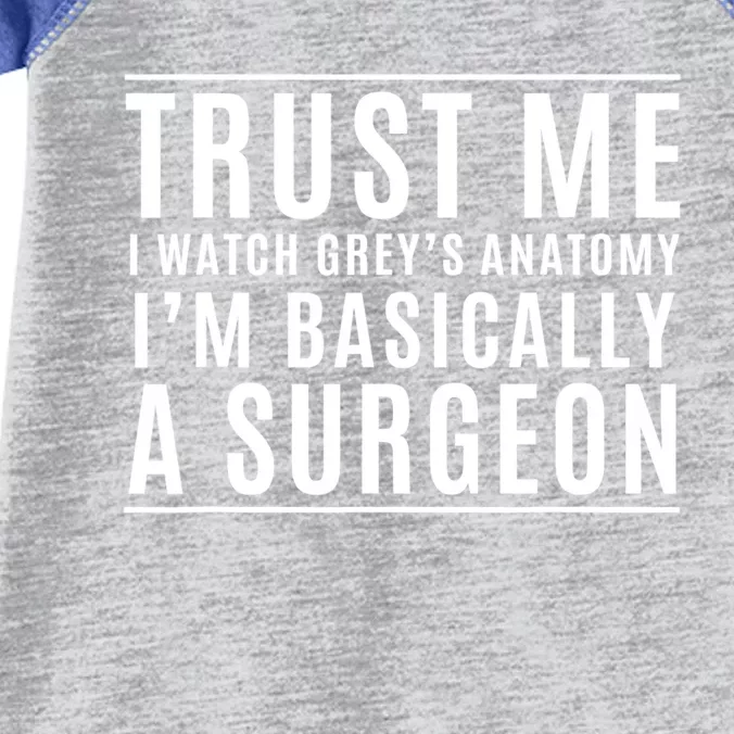 Trust Me I'm Basically A Surgeon Gift Funny Medical Tv Drama Gift Infant Baby Jersey Bodysuit