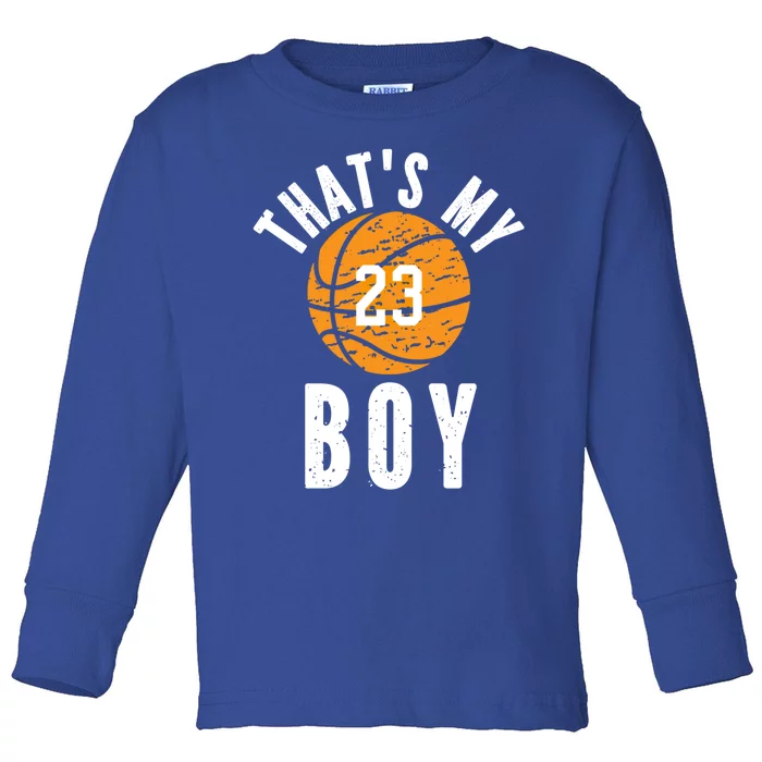 That's My Jersey Number #23 Vintage Basketball Mom Dad Gift Toddler Long Sleeve Shirt