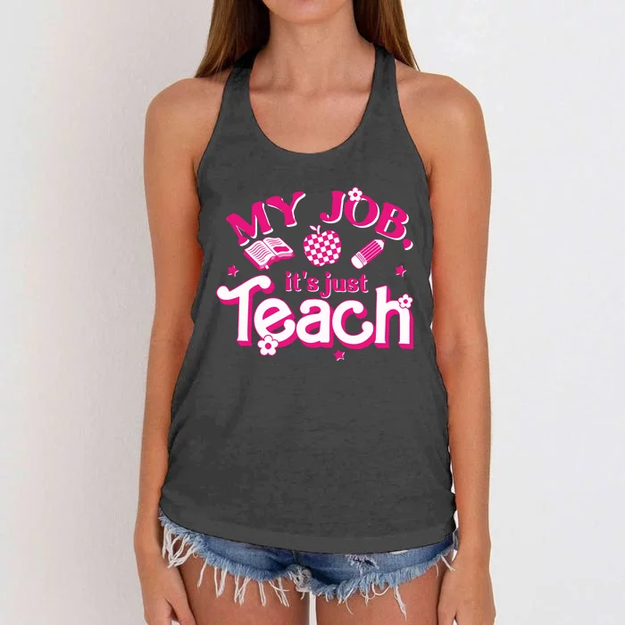 Teacher My Job Its Just Teach Women's Knotted Racerback Tank