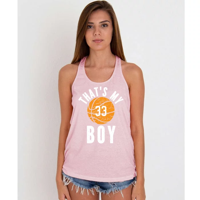 ThatS My Jersey Number #33 Vintage Basketball Mom Dad Gift Women's Knotted Racerback Tank