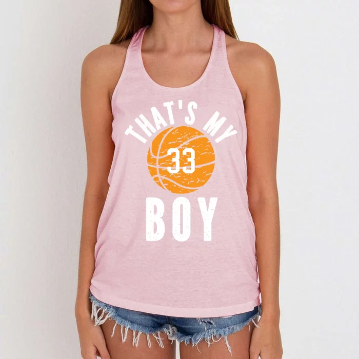 ThatS My Jersey Number #33 Vintage Basketball Mom Dad Gift Women's Knotted Racerback Tank