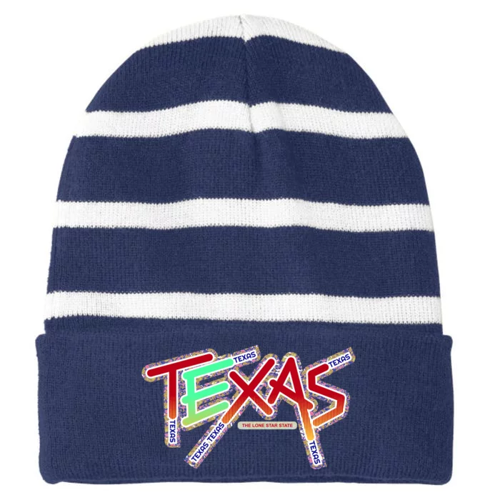 Texas Modern Logo Striped Beanie with Solid Band