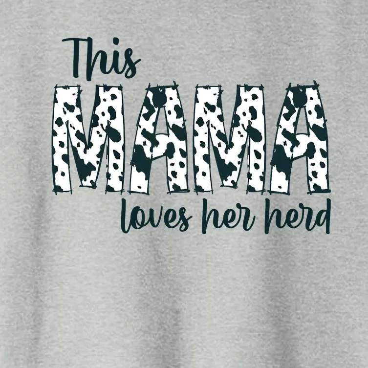 This Mama Loves Her Herd Mother's Day Cow Pattern Women's Crop Top Tee