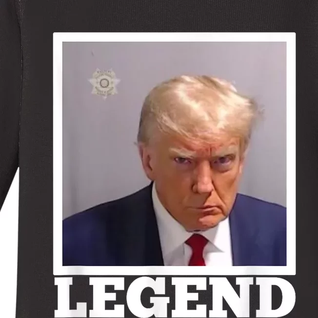 TRUMP MUGSHOT LEGEND President Trump 2024 Fulton Baby Long Sleeve Bodysuit