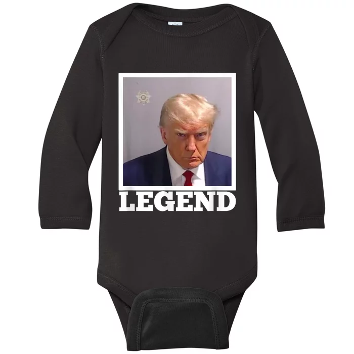 TRUMP MUGSHOT LEGEND President Trump 2024 Fulton Baby Long Sleeve Bodysuit