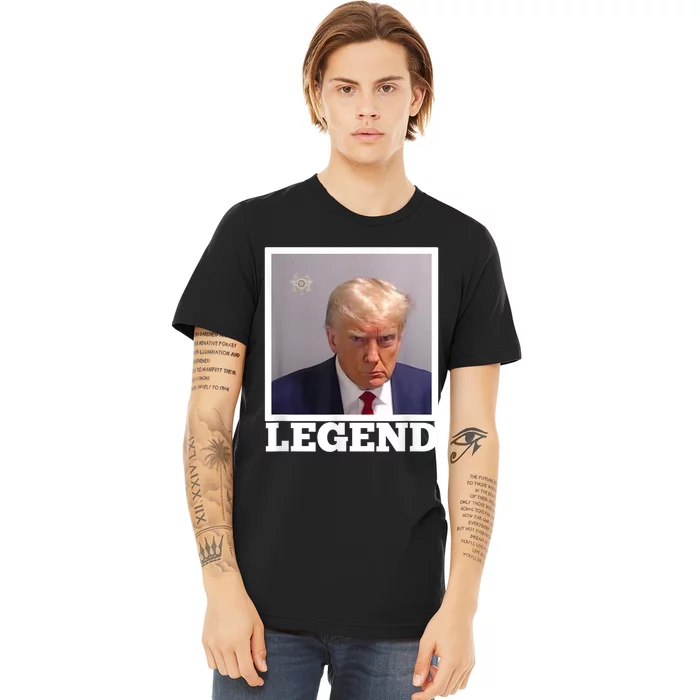 TRUMP MUGSHOT LEGEND President Trump 2024 Fulton Premium T-Shirt