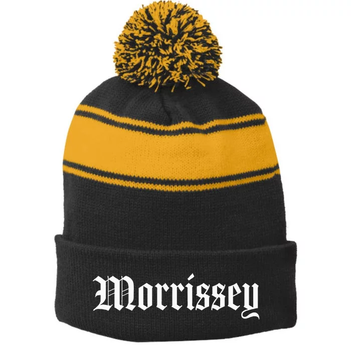 Team MORRISSEY Lifetime Member Family Last Name Stripe Pom Pom Beanie