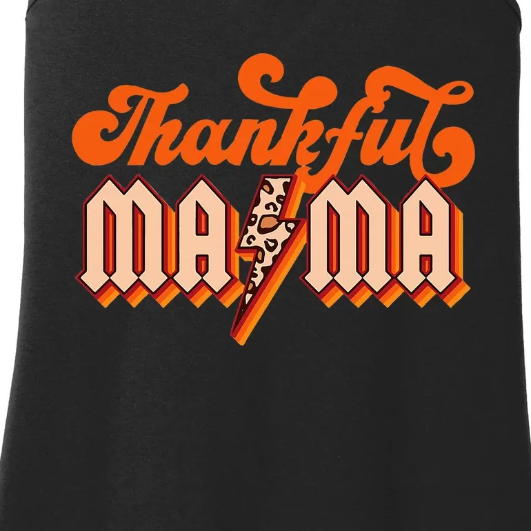 Thankful Mama Leopard Thanksgiving Mama Mom Ladies Essential Tank