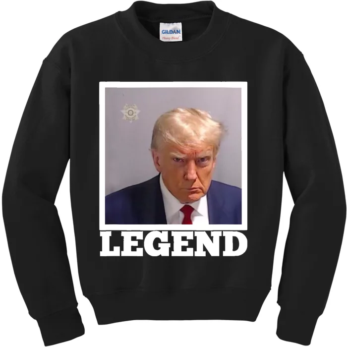 TRUMP MUGSHOT LEGEND President Trump 2024 Fulton Kids Sweatshirt