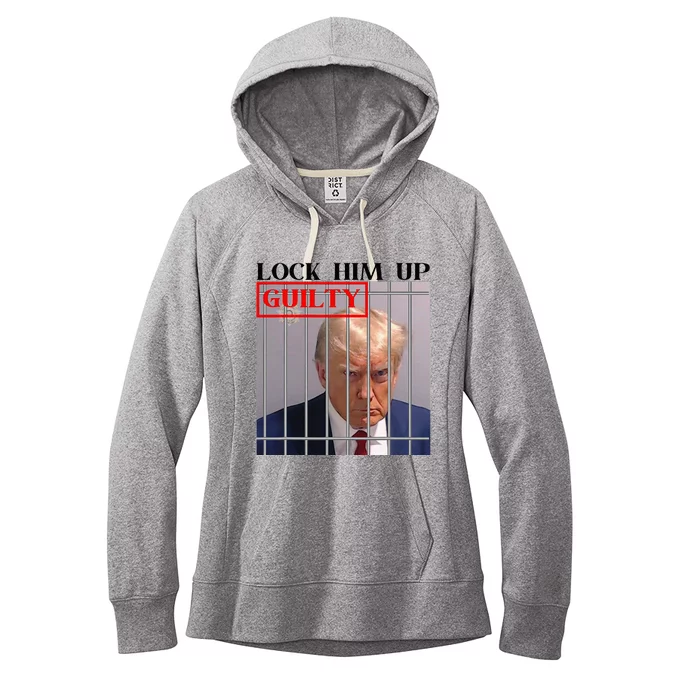 Trump Mugshot Lock Him Up Guilty Jail Prison Anti Trump Women's Fleece Hoodie