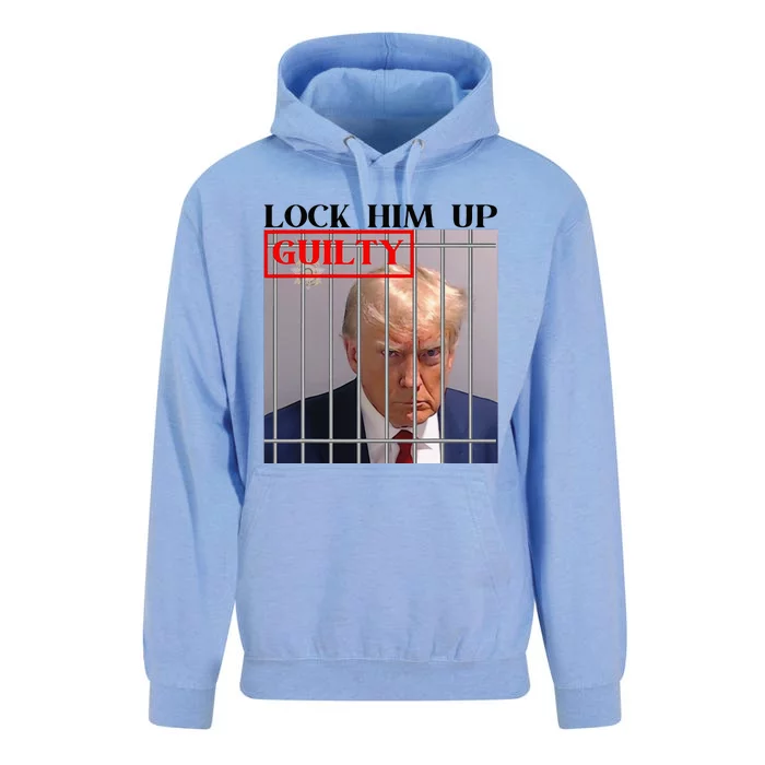 Trump Mugshot Lock Him Up Guilty Jail Prison Anti Trump Unisex Surf Hoodie