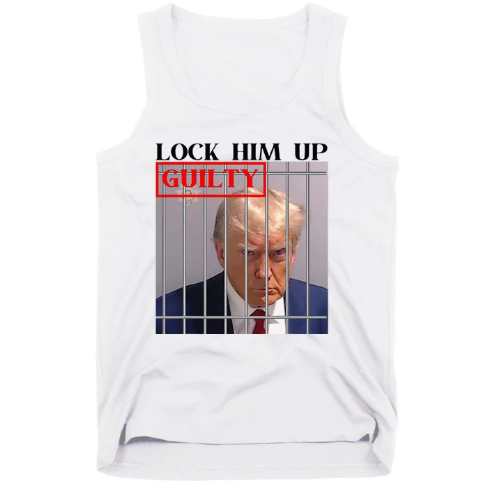 Trump Mugshot Lock Him Up Guilty Jail Prison Anti Trump Tank Top