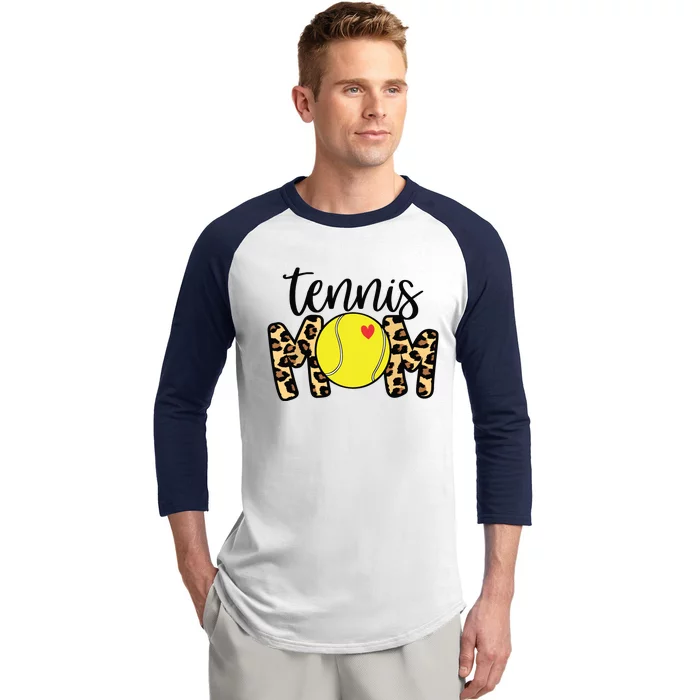 Tennis Mom Leopard Funny Tennis Mom Mothers Day Baseball Sleeve Shirt