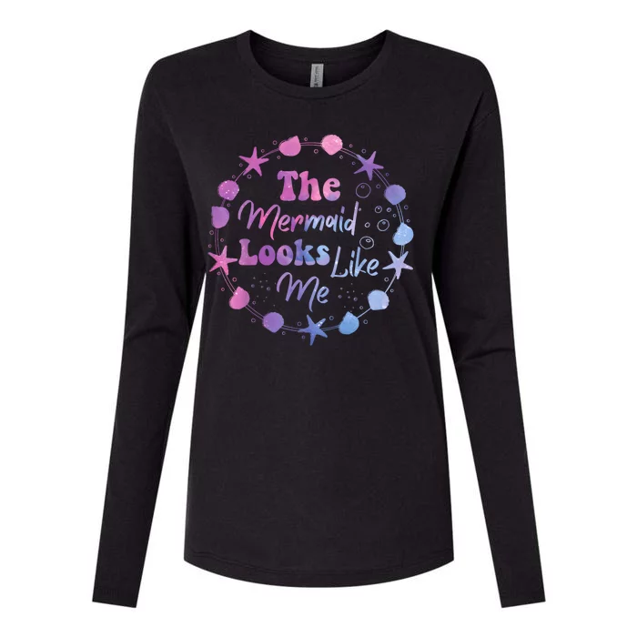 The Mermaid Looks Like Me Kids Funny Quote Design Womens Cotton Relaxed Long Sleeve T-Shirt