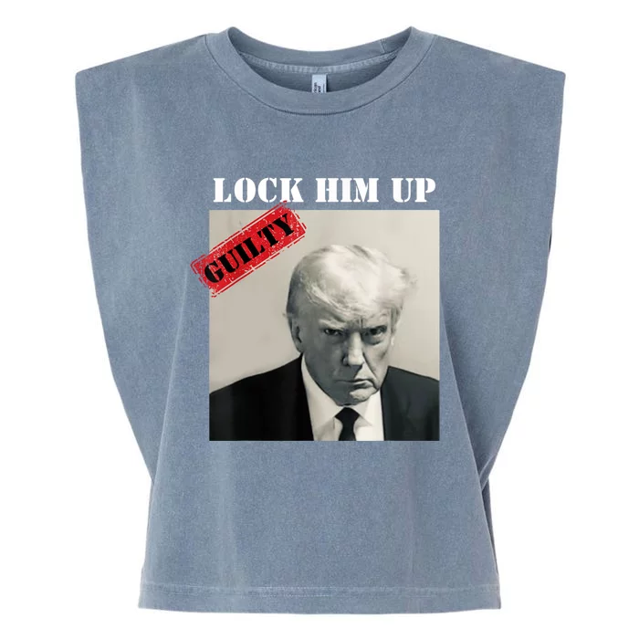 Trump Mugshot Lock Him Up Guilty Jair Prison AntiTrump Garment-Dyed Women's Muscle Tee