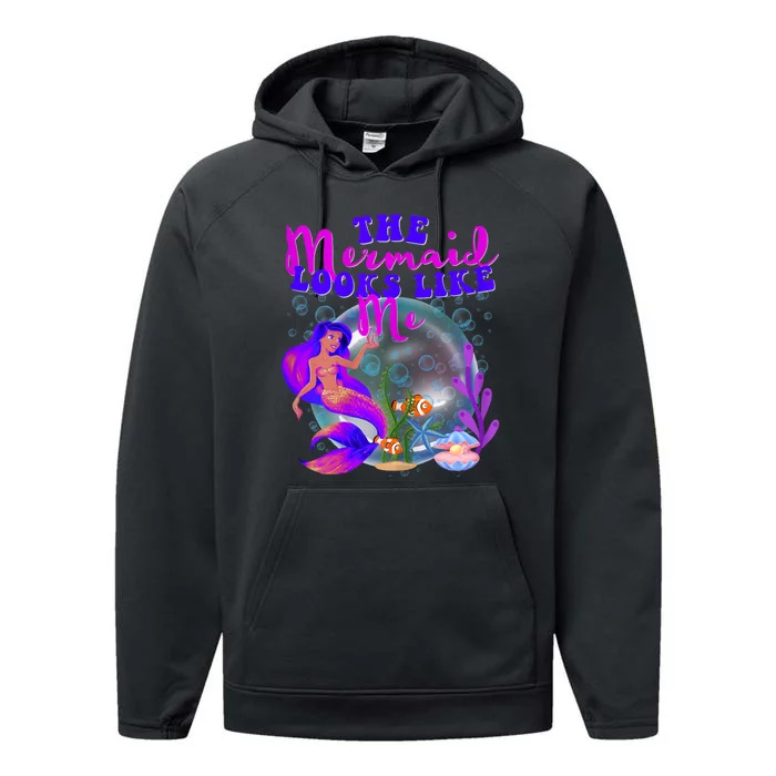 The Mermaid Looks Like Me Black Girl Performance Fleece Hoodie