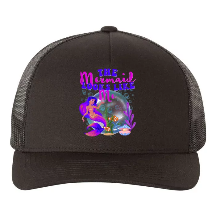 The Mermaid Looks Like Me Black Girl Yupoong Adult 5-Panel Trucker Hat