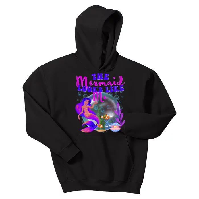 The Mermaid Looks Like Me Black Girl Kids Hoodie