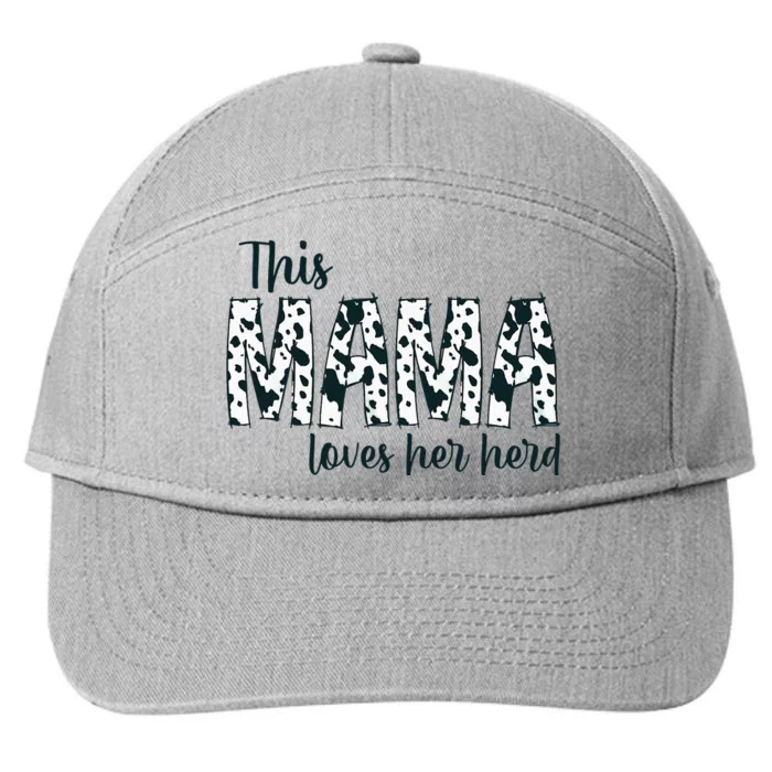 This Mama Loves Her Herd Mother's Day Cow Pattern 7-Panel Snapback Hat