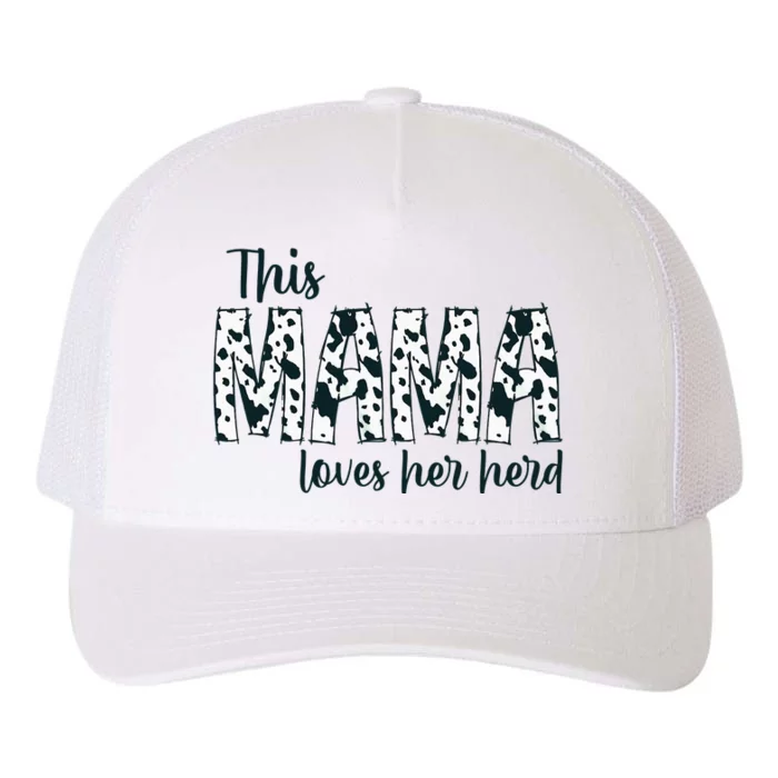 This Mama Loves Her Herd Mother's Day Cow Pattern Yupoong Adult 5-Panel Trucker Hat