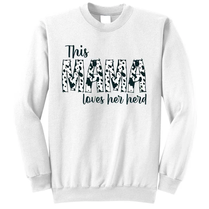 This Mama Loves Her Herd Mother's Day Cow Pattern Sweatshirt