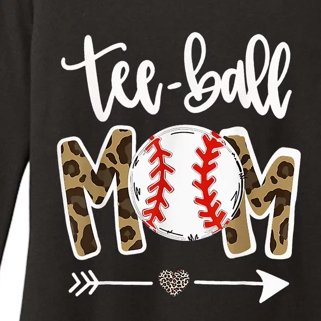 Teeball Mom Leopard Mom Funny Ball Mom Mother's Day Womens CVC Long Sleeve Shirt