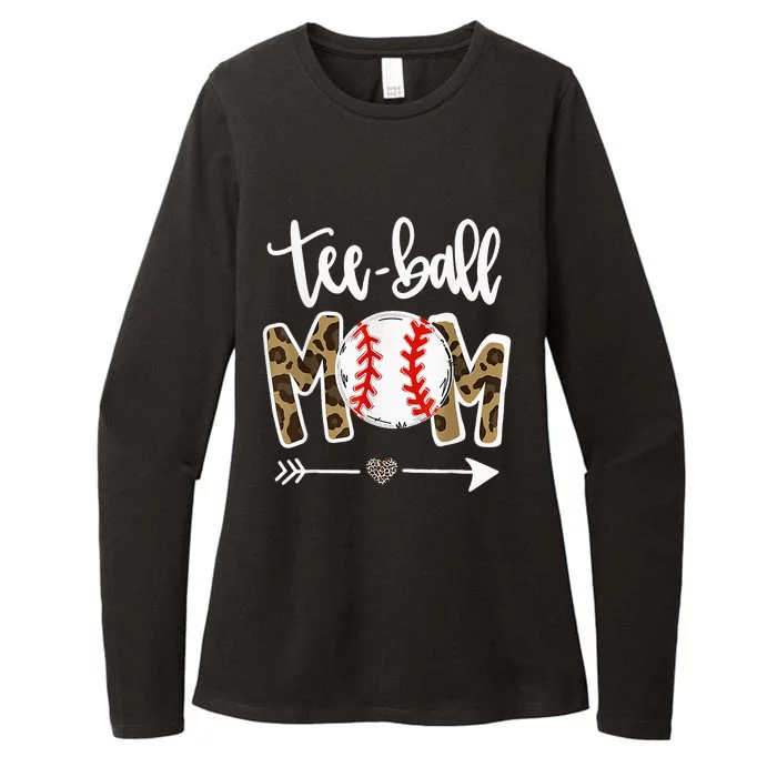 Teeball Mom Leopard Mom Funny Ball Mom Mother's Day Womens CVC Long Sleeve Shirt