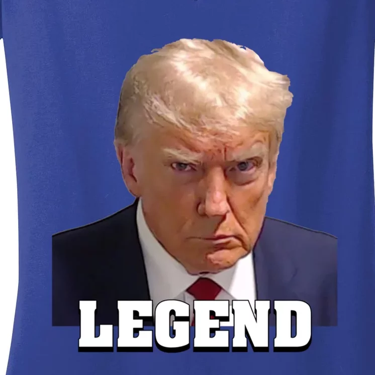 Trump Mugshot Legend President Trump 2024 Great Gift Women's V-Neck T-Shirt