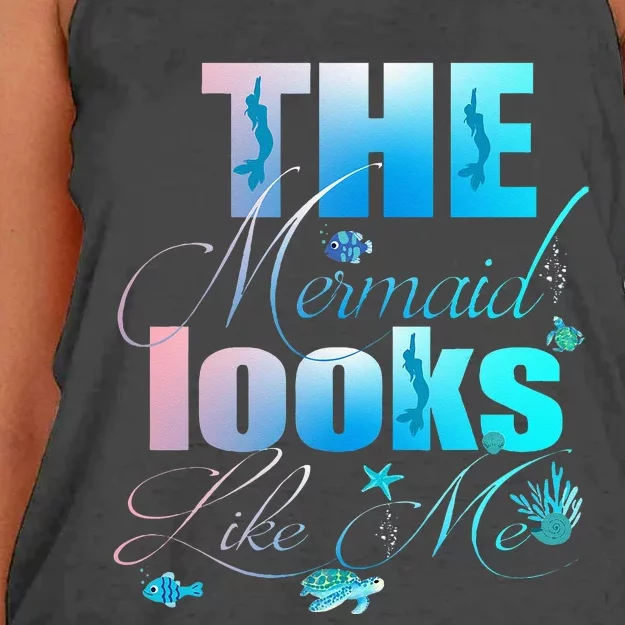 The Mermaid Looks Like Me Funny Quote Women's Knotted Racerback Tank